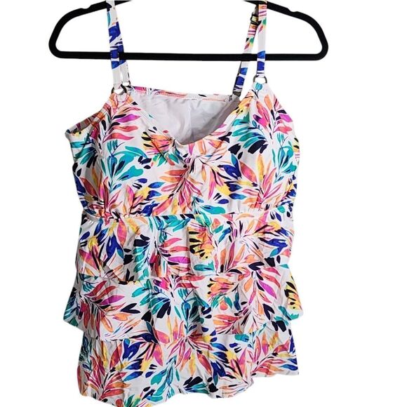 Island Escape tankini top multicolor floral tiered 20W NWT - Picture 1 of 4